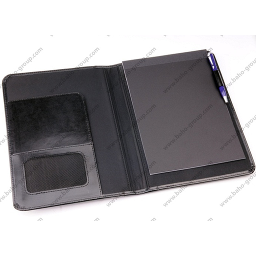 Black File Folder with Paper notes & Pen Holder